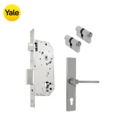 Kit Chapa de Embutir 50mm + Manija Turín con Escudo + Cilindro Llave - Llave (llave de sierra)