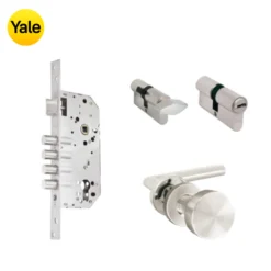 Kit Chapa de Embutir 4 bulones + Manija Milán con Jaladera + Cilindro Llave - Mariposa (llave plana)