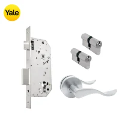 Kit Chapa de Embutir 50mm + Manija Aston + Cilindro Llave - Llave (llave de sierra)