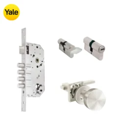 Kit Chapa de Embutir 4 bulones + Manija Turín con Jaladera + Cilindro Llave - Mariposa (llave plana)