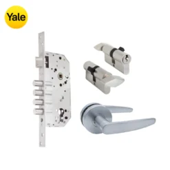 Kit Chapa de Embutir 4 bulones + Manija Dover + Cilindro Llave - Mariposa (llave de sierra)