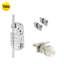 Kit Chapa de Embutir 4 bulones + Manija Turín con Jaladera + Cilindro Llave - Llave (llave de sierra)