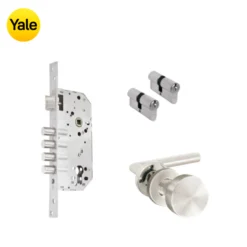 Kit Chapa de Embutir 4 bulones + Manija London con Jaladera + Cilindro Llave - Llave (llave de sierra)