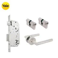 Kit Chapa de Embutir 50mm + Manija Milán + Cilindro Llave - Llave (llave plana)