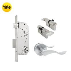 Kit Chapa de Embutir 50mm + Manija Aston + Cilindro Llave - Mariposa (llave de sierra)