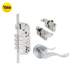 Kit Chapa de Embutir 4 bulones + Manija Aston + Cilindro Llave - Mariposa (llave de sierra)