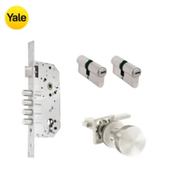 Kit Chapa de Embutir 4 bulones + Manija Turín con Jaladera + Cilindro Llave - Llave (llave plana)