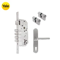 Kit Chapa de Embutir 4 bulones + Manija Milán con Escudo + Cilindro Llave - Llave (llave de sierra)