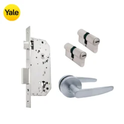 Kit Chapa de Embutir 50mm + Manija Dover + Cilindro Llave - Llave (llave plana)