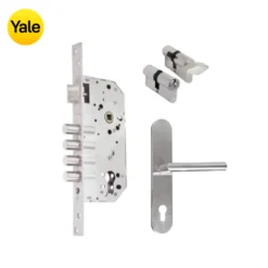 Kit Chapa de Embutir 4 bulones + Manija Milán con Escudo + Cilindro Llave - Mariposa (llave de sierra)