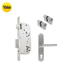 Kit Chapa de Embutir 50mm + Manija Milán con Escudo + Cilindro Llave - Llave (llave de sierra)